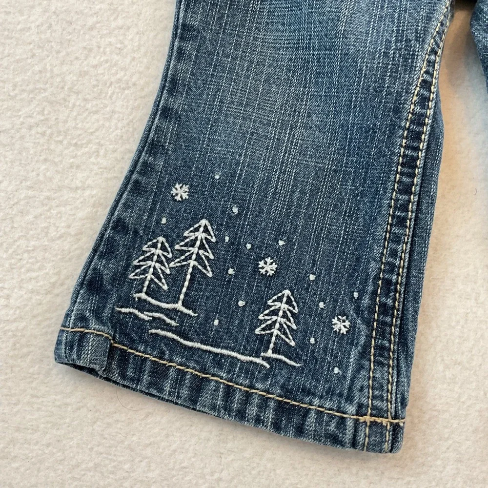 Gymboree Baby Girl Penguin Winter Embroidered Jeans Blue Denim 6-12 Months